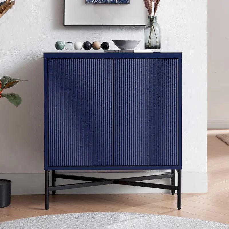 28" Wood Grain Accent Cabinet with Textured Doors - Storage Organizer