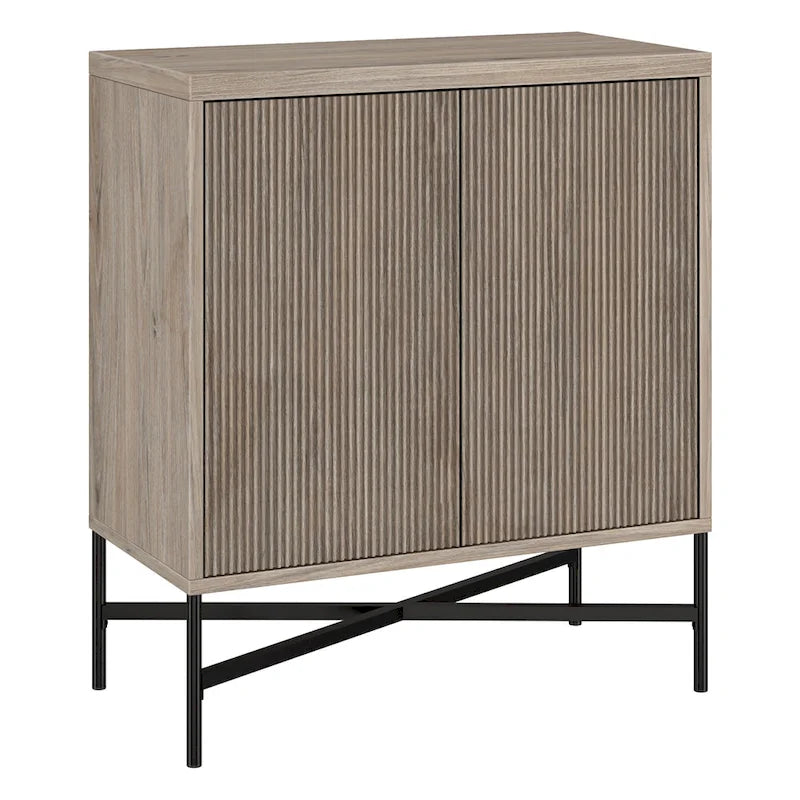 28" Wood Grain Accent Cabinet with Textured Doors - Storage Organizer
