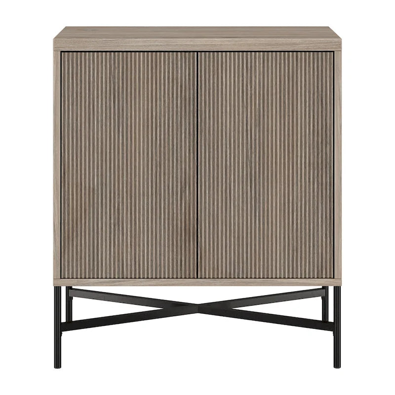 28" Wood Grain Accent Cabinet with Textured Doors - Storage Organizer