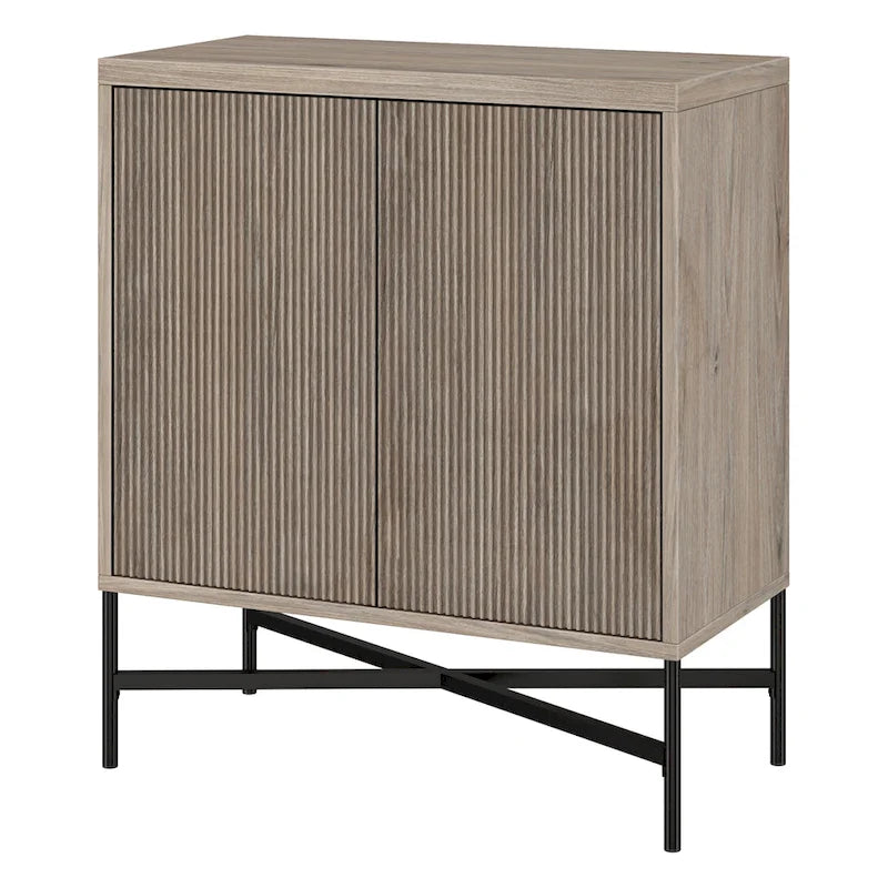 28" Wood Grain Accent Cabinet with Textured Doors - Storage Organizer