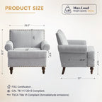 Modern Nailhead Accent Chair Arm Chairs Set of 2