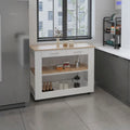 Light Oak Kitchen Island with Drawers and Shelves
