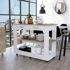 FM Furniture Brooklyn 46 Kitchen Island, Two Shelves, Two Drawers