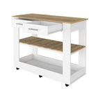 Light Oak Kitchen Island with Drawers and Shelves