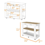 Light Oak Kitchen Island with Drawers and Shelves