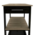 Light Oak Kitchen Island with Drawers and Shelves