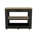 Light Oak Kitchen Island with Drawers and Shelves