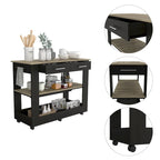 Light Oak Kitchen Island with Drawers and Shelves