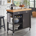 White Rolling Kitchen Cart with Wine Rack - Multi-Purpose Storage