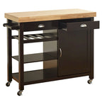 White Rolling Kitchen Cart with Wine Rack - Multi-Purpose Storage