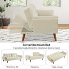 75.39 Sofa Bed, Convertible Sleeper Couch with Pillows, Foldable Loveseat Furniture for Living Room