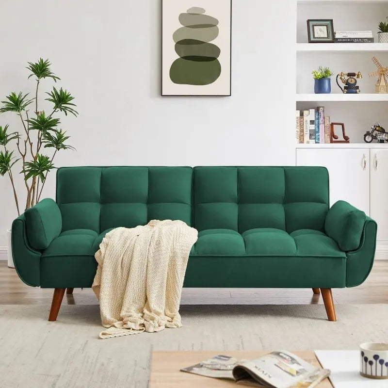 75.39 Sofa Bed, Convertible Sleeper Couch with Pillows, Foldable Loveseat Furniture for Living Room