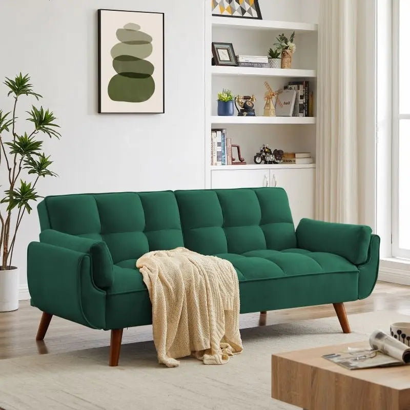 75.39 Sofa Bed, Convertible Sleeper Couch with Pillows, Foldable Loveseat Furniture for Living Room