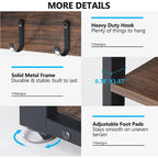 Industrial Black Metal Coat Rack with Shoe Bench - 5-in-1 Entryway Organizer