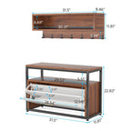Industrial Black Metal Coat Rack with Shoe Bench - 5-in-1 Entryway Organizer