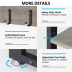 Industrial Black Metal Coat Rack with Shoe Bench - 5-in-1 Entryway Organizer
