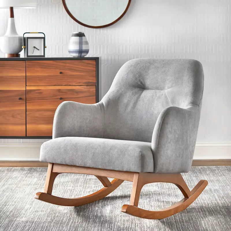 Grey Mid-Century Modern Rocking Chair - Single Seat