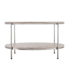 Round Faux Marble Coffee Table with Shelf - Champagne Gold - 2-4 People