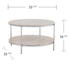 Round Faux Marble Coffee Table with Shelf - Champagne Gold - 2-4 People