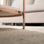 Round Faux Marble Coffee Table with Shelf - Champagne Gold - 2-4 People