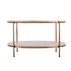 Round Faux Marble Coffee Table with Shelf - Champagne Gold - 2-4 People