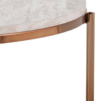 Round Faux Marble Coffee Table with Shelf - Champagne Gold - 2-4 People