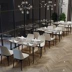 6 Seater Kitchen Dining Table Modern Marble Tabletop Rectangular with Tapered Metal Legs