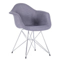 Chrome Steel Leg Dining Armchairs Set of 2 - Blue/Grey