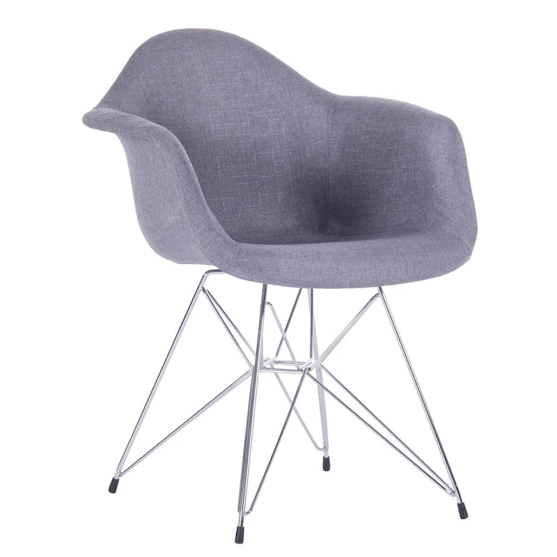 Chrome Steel Leg Dining Armchairs Set of 2 - Blue/Grey