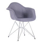 Chrome Steel Leg Dining Armchairs Set of 2 - Blue/Grey