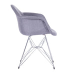 Chrome Steel Leg Dining Armchairs Set of 2 - Blue/Grey