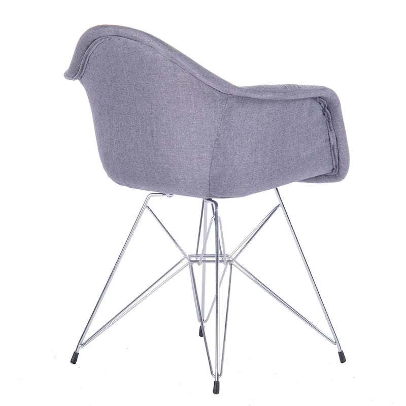 Chrome Steel Leg Dining Armchairs Set of 2 - Blue/Grey