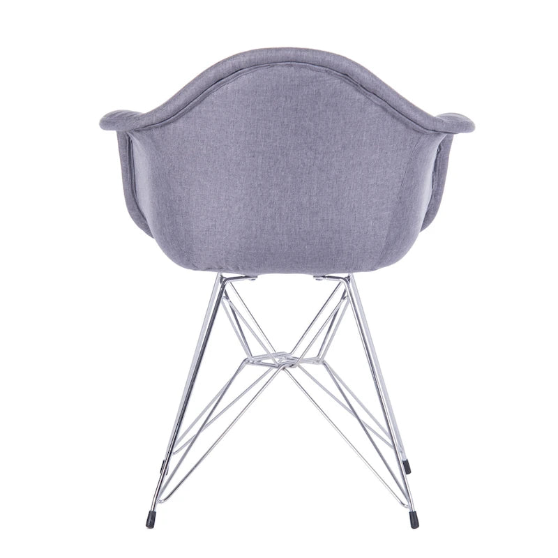 Chrome Steel Leg Dining Armchairs Set of 2 - Blue/Grey