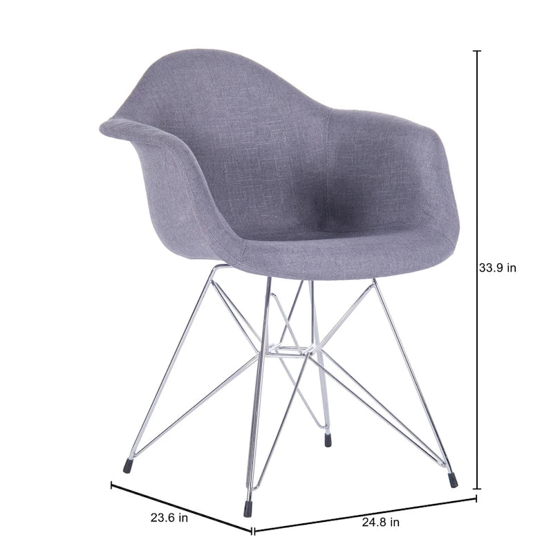 Chrome Steel Leg Dining Armchairs Set of 2 - Blue/Grey