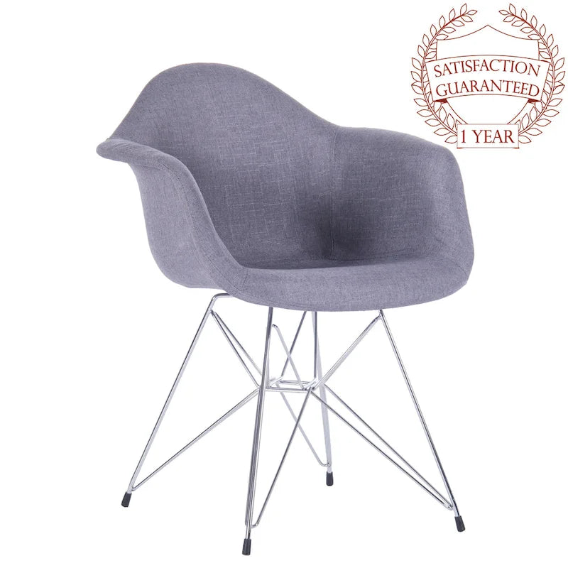 Chrome Steel Leg Dining Armchairs Set of 2 - Blue/Grey