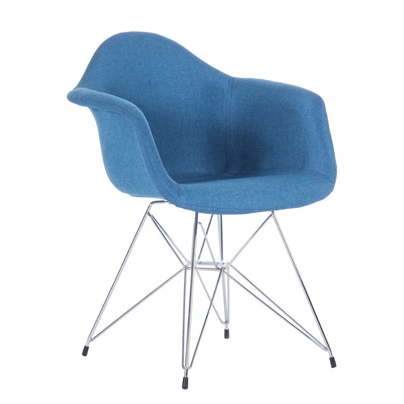 Chrome Steel Leg Dining Armchairs Set of 2 - Blue/Grey