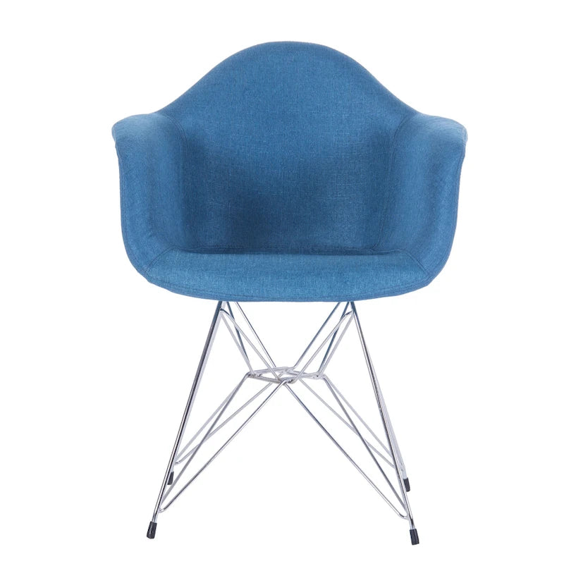 Chrome Steel Leg Dining Armchairs Set of 2 - Blue/Grey