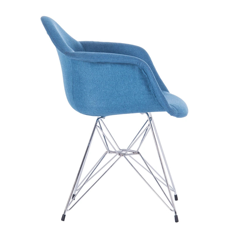 Chrome Steel Leg Dining Armchairs Set of 2 - Blue/Grey