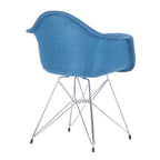 Chrome Steel Leg Dining Armchairs Set of 2 - Blue/Grey