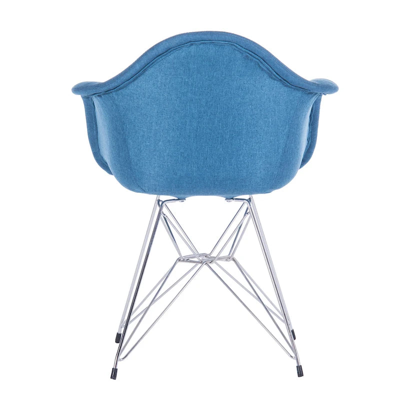 Chrome Steel Leg Dining Armchairs Set of 2 - Blue/Grey