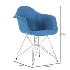 Chrome Steel Leg Dining Armchairs Set of 2 - Blue/Grey