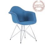 Chrome Steel Leg Dining Armchairs Set of 2 - Blue/Grey