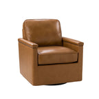 Genuine Leather 360 Swivel Armchair with Nailhead Trims