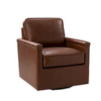 Genuine Leather 360 Swivel Armchair with Nailhead Trims