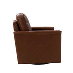 Genuine Leather 360 Swivel Armchair with Nailhead Trims