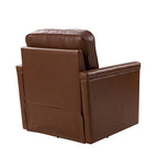 Genuine Leather 360 Swivel Armchair with Nailhead Trims