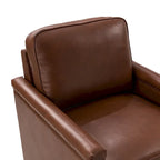 Genuine Leather 360 Swivel Armchair with Nailhead Trims