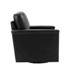 Genuine Leather 360 Swivel Armchair with Nailhead Trims
