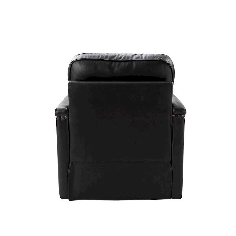 Genuine Leather 360 Swivel Armchair with Nailhead Trims