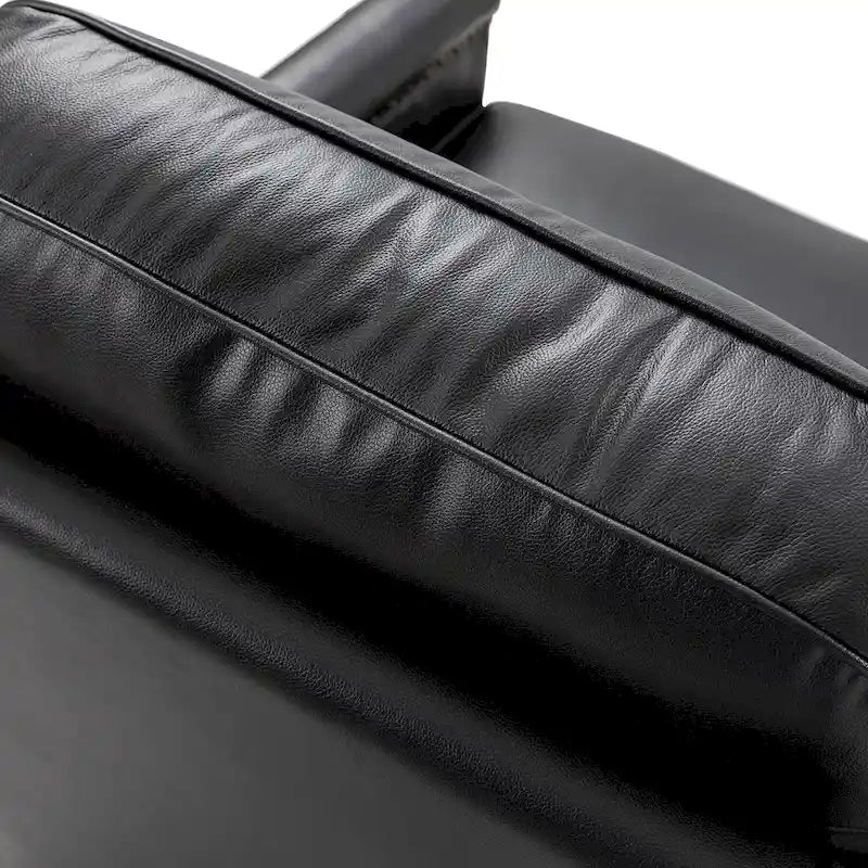 Genuine Leather 360 Swivel Armchair with Nailhead Trims